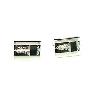 Vintage Lamode Sterling Silver Cufflinks With Engraved Leaf Design For Men